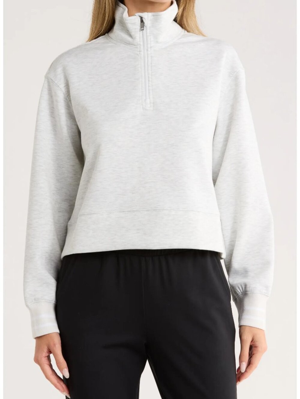 90 DEGREE BY REFLEX Georgetown Scuba Crop Half Zip Sweatshirt in Grey
